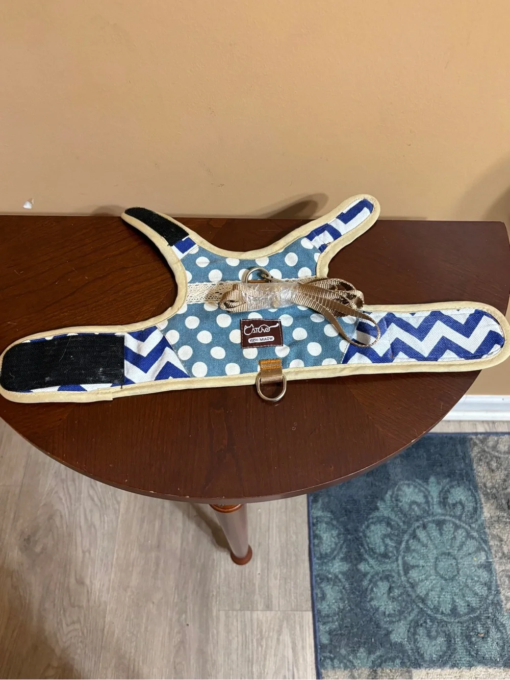 Polka Dot Pet Harness - Blue & White Dot